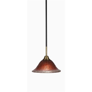 Toltec Lighting Paramount 1 - Light Pendant in  Matte Black/Brass with 10" Raspberry Crystal Shade - 1 of 1