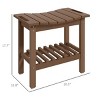 Waterproof Storage Shelf Bench, Brown HDPE Shower Stool with Handle & Non-Slip Pads for Indoor Outdoor Bathroom-3irtyhousy - 4 of 4