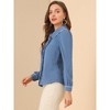 INSPIRE CHIC Women's Casual Peter Pan Collar Button Down Contrast Puff Sleeve Work Blouse 2 Packs - 4 of 4