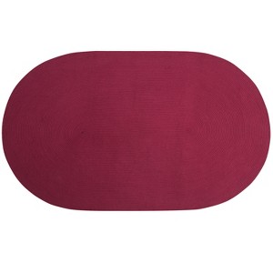 Alpine Collection Burgundy Stripe 100% Polypropylene Durable & Stain Resistant Double Sided Reversible Indoor Area Utility Oval Rug - 1 of 4