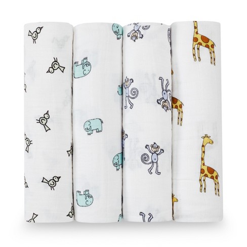 New ADEN AND ANAIS Swaddle Muslin Cotton Blanket Bee Turtle Butterfly Elephant 