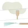 Unique Bargains Portable Double-Sided Long Handle Round Xuan Paper Palm-Leaf Folding Fan 1 Pc - 3 of 4