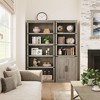 5-Tier Wooden Bookshelves with Cabinet Doors and Bookcases with Doors Floor Bookshelves and Office Storage Cabinets - 3 of 4