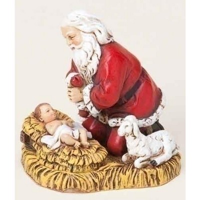 Roman 2.75" Kneeling Santa with Baby Jesus Christmas Ornament - Red/Brown