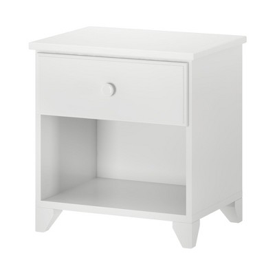 White Solid Wood Kids Nightstand with 1 Drawer