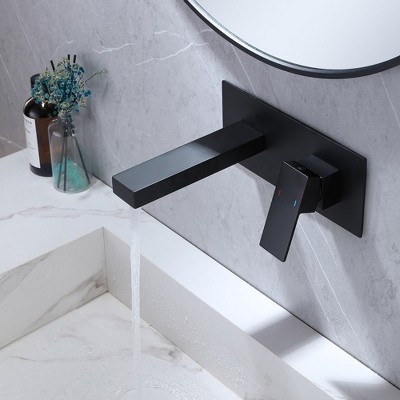 Matte Black Single-Handle Wall Mount Bathroom Faucet