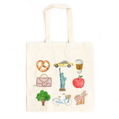 City Creek Prints New York Travel Collage Canvas Tote Bag - 15x16 - Natural