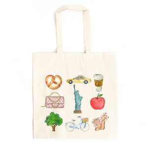 City Creek Prints New York Travel Collage Canvas Tote Bag - 15x16 - Natural - 1 of 2