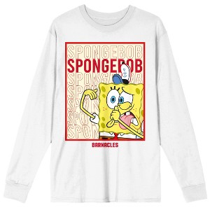 Spongebob Squarepants Barnacles Crew Neck Long Sleeve White Unisex Adult Tee - 1 of 3