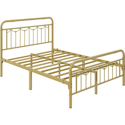 Yaheetech Metal Platform Bed Frame with Vintage Headboard and Footboard