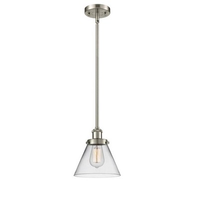 Cone - 1 Light Stem Hung Mini Pendant In Industrial Style-10 Inches Tall and 8 Inches Wide