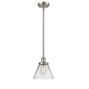 Cone - 1 Light Stem Hung Mini Pendant In Industrial Style-10 Inches Tall and 8 Inches Wide - 1 of 1