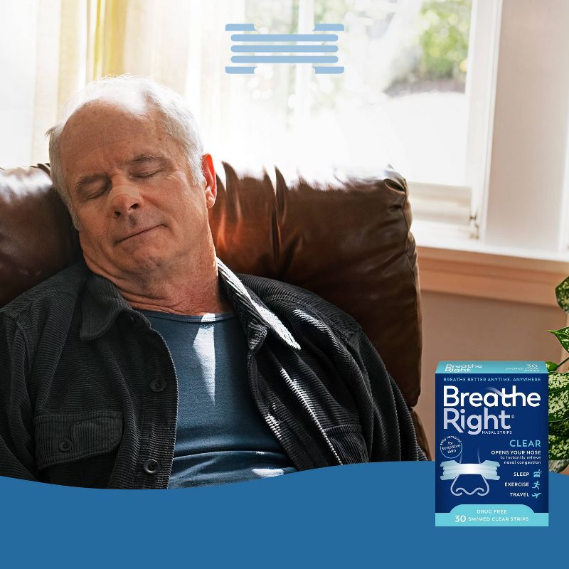 Breathe Right Clear Small/Medium Drug-Free Nasal Strips for Congestion Relief - 30ct, 5 of 10