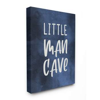 Stupell Industries Little Man Cave Text Over Navy Blue Watercolor Pattern
