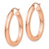 Black Bow Jewelry 4mm x 30mm Polished 14k Rose Gold Large Round Tube Hoop Earrings - 2 of 4