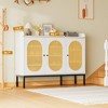 TruAIR White 6-Tier Shoe Cabinet with 3 Rattan Doors (46.1"W x 13.9"D x 28.7"H) - Freestanding Entryway & Living Room Organizer - 2 of 4