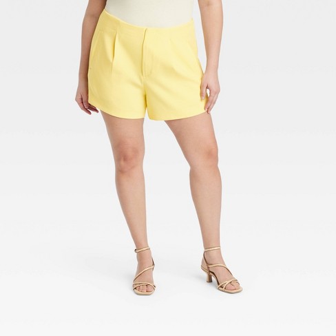 Finish Line High Waist Shorts In Yellow • Impressions Online Boutique