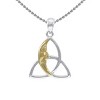 Slickblue Women's Celtic Crescent Moon Pendant Necklace, Sterling Silver with 14K Gold Accent, Triquetra, 20" Chain - 2 of 4