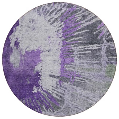 Purple Lilac And Eggplant Abstract Washable Indoor Outdoor Area Rug