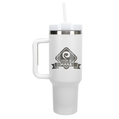 100 North Potion Of Mana Video Gamer Wrap-Around 40 Oz. Stainless Steel Water Bottle Coffee Mug, Spill & Leak Resistant, Travel Tumbler with Handle,