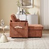 Storage Chaise Lounge Upholstered Accent Chair Lazy Single Sofa Couch Leisure Chair with Phone Stand, Pillow, Side Pocket, Bottom Storage - ModernLuxe - 3 of 4