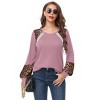 Clearlove Women's Leopard Print Tunic Tops Casual Color Block Blouse Long Sleeve T Shirt - 3 of 4
