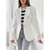 Women's Solid Long - Sleeve Double - Breasted Checkered Blazer, Versatile Outerwear - 2 of 3