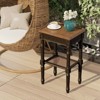 JIONJOY End Table with Wicker Shelf - Rustic Square Side Table with Espresso Tray Top - 4 of 4
