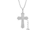 Steeltime 24" Stainless steel double sided prayer cross pendant with our father lord's prayer and serenity prayer. Color Options: Silver, Gold - 3 of 4