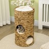Elevated Cat Tower with 3 Hideaway Caves and 4 Plush Cushions Hand Woven Cat Bed for Indoor Cats - LAOTIES - 2 of 4