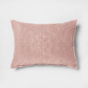 Standard Stitched Medallion Pillow Sham Blush - Opalhouse