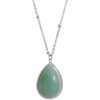 Clotth Natural Aventurine Pendant Necklace - Stainless Steel Water Drop and Oval Charm Choker Jewelry for Women - 2 of 4