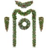 Christmas Wreath and Garland Set of 6, Artificial Christmas Décor with One Xmas Wreath and Arc Garland - 2 of 4