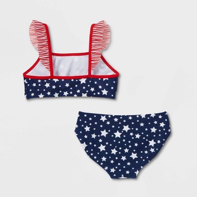 Cat & Jack Red Blue Patriotic Stars Stripes 2-Pc.Set Swimwear Girls XS,S,M,L,XL 