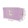 Unique Bargains Corduroy Rectangular Letter Makeup Bag Pink Purple 1 Pc - 2 of 4