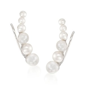 Ross-Simons 3-6mm Cultured Pearl Ear Climbers in Sterling Silver - 1 of 4