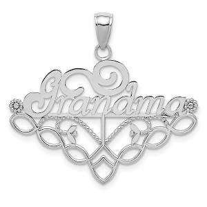 Black Bow Jewelry 14k White Gold Grandma Birthstone Charm Holder Pendant, 33mm - 1 of 4