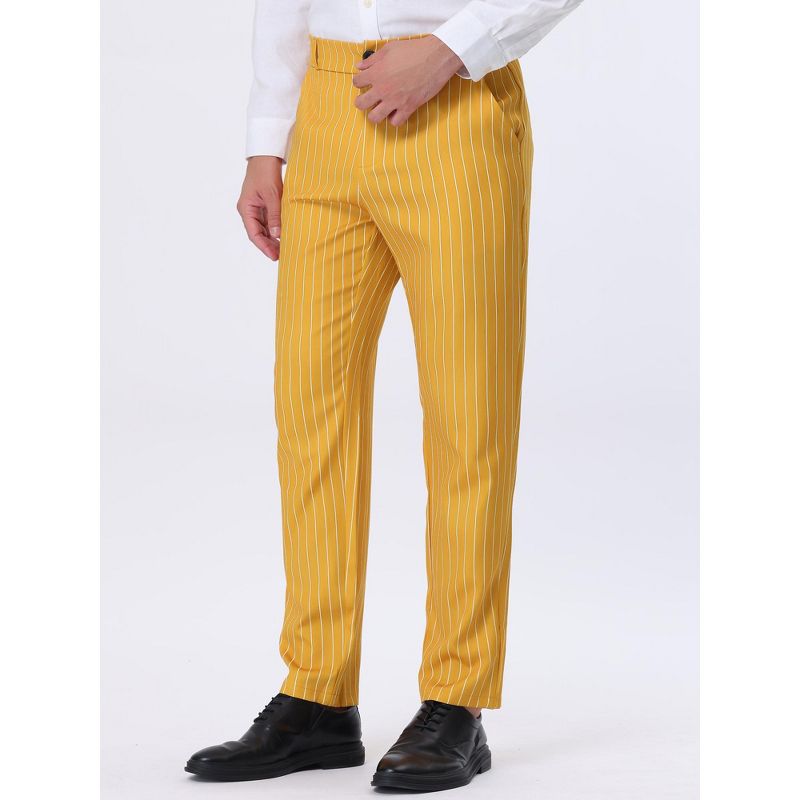 Lars Amadeus Men's Striped Straight Fit Color Block Office Work Suit Trousers, 2 of 7