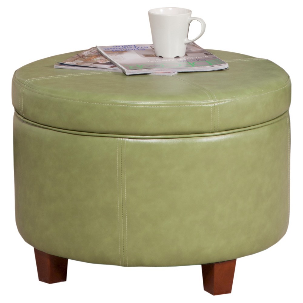 Homepop Large Faux Leather Round Storage Ottoman - Moss Green was $104.99 now $78.74 (25.0% off)