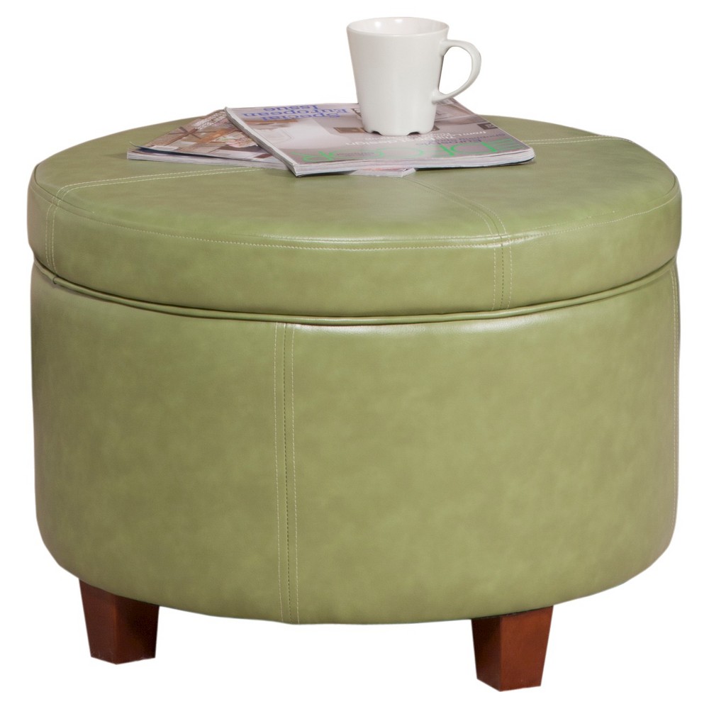 Photos - Pouffe / Bench Large Round Storage Ottoman Moss Green - HomePop