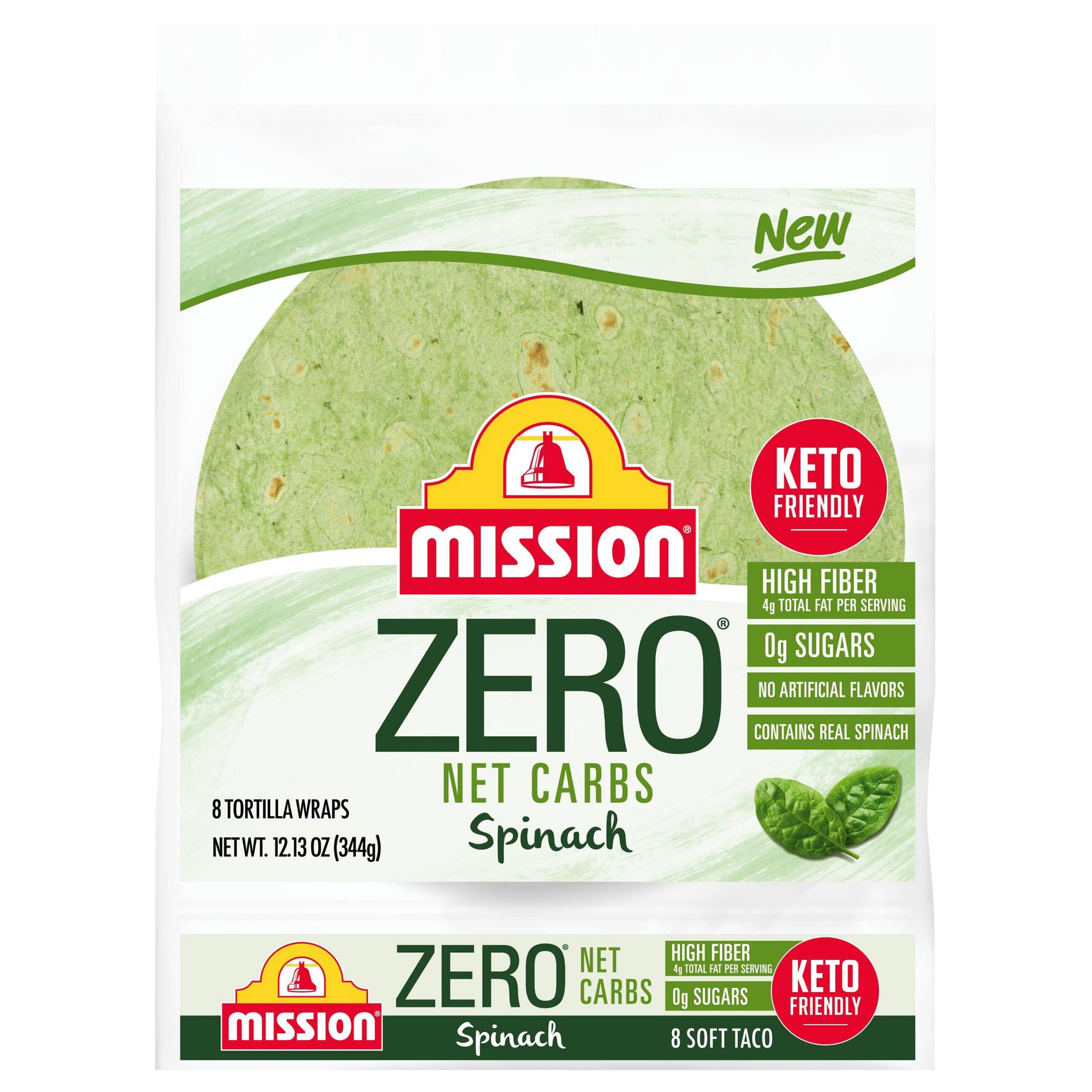 Mission Zero Net Carb Spinach Soft Taco Tortillas - 12.13 oz/8 ct