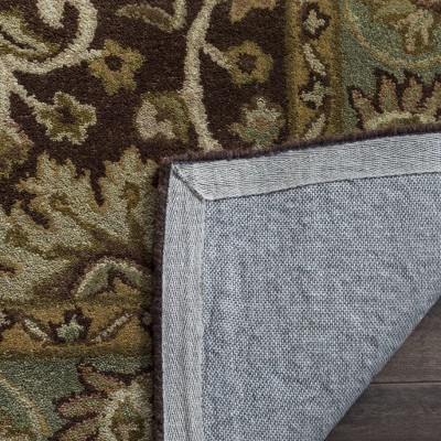 Heirloom Chocolate and Blue Hand-Tufted Wool Area Rug, 4' x 6'
