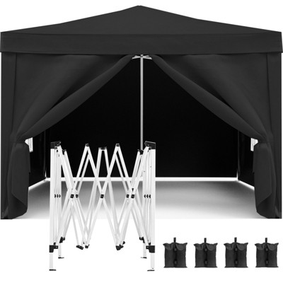 VisioGear Patio Camping Tents, Foldable Camping Cot with 4 Removable Sidewalls, Portable Tents for Parties, Black, 120"*120"*102"
