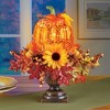 Collections Etc Lighted Pumpkin Harvest Floral Arrangement 8 X 8 X 14 Orange - 2 of 2