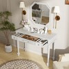 JUJABU Retro White Vanity Desk with Large Mirror and 3 Storage Drawers for Bedroom, Living Room or Entryway - 4 of 4