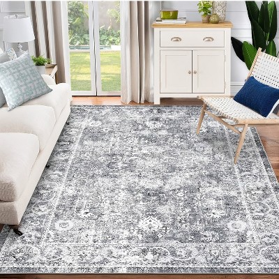 Garvee Large Vintage Floral Rug for Living Room,Washable Distressed Rug -Accent Throw Rug