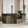 vidaXL Patio Sofa Set with Cushions Outdoor Furniture 7 Piece Poly Rattan - Gray - 2 of 4