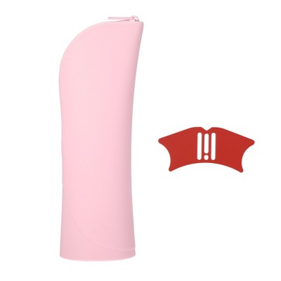 Unique Bargains Portable Silicone Stand-Up Makeup Brush Bag Pink 1 Pc