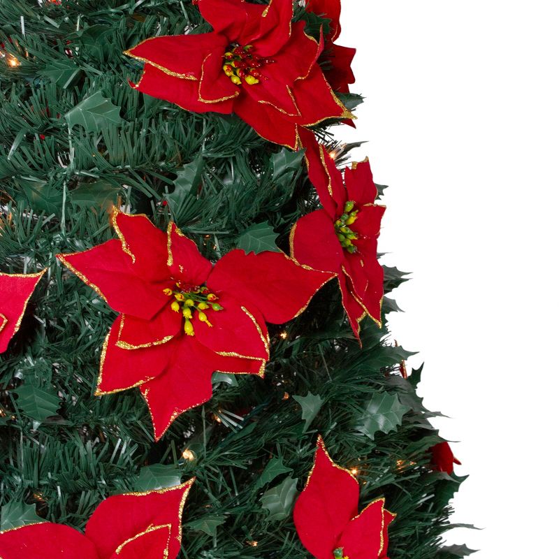 Northlight 6' Pre-Lit Green Poinsettia Pop-Up Artificial Christmas Tree - Clear LightsSlim, 3 of 6