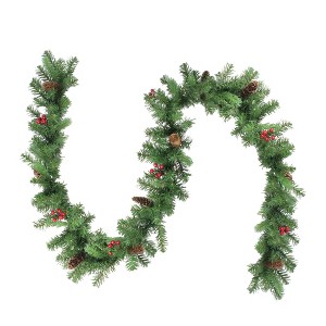Northlight Real Touch™️ Noble Fir with Berries Artificial Christmas Garland - Unlit - 9' x 10" - 1 of 4